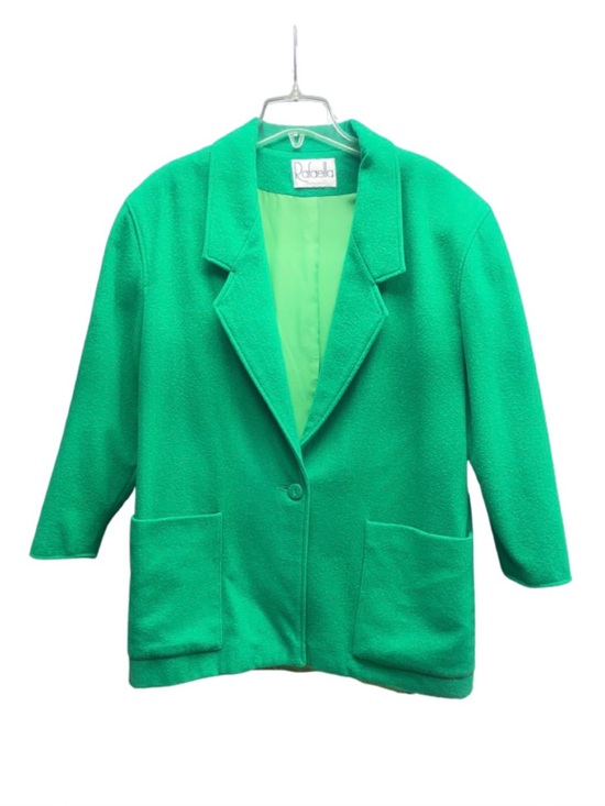 Rafaella Jackets & Blazers - Vintage Rafaella Green Wool Blend One Button Oversized Blazer Jacket Sz 12